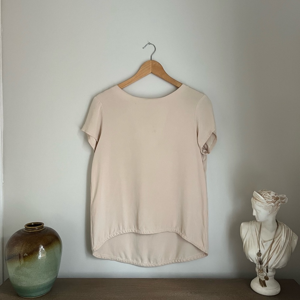 Cuyana blush silk tee small